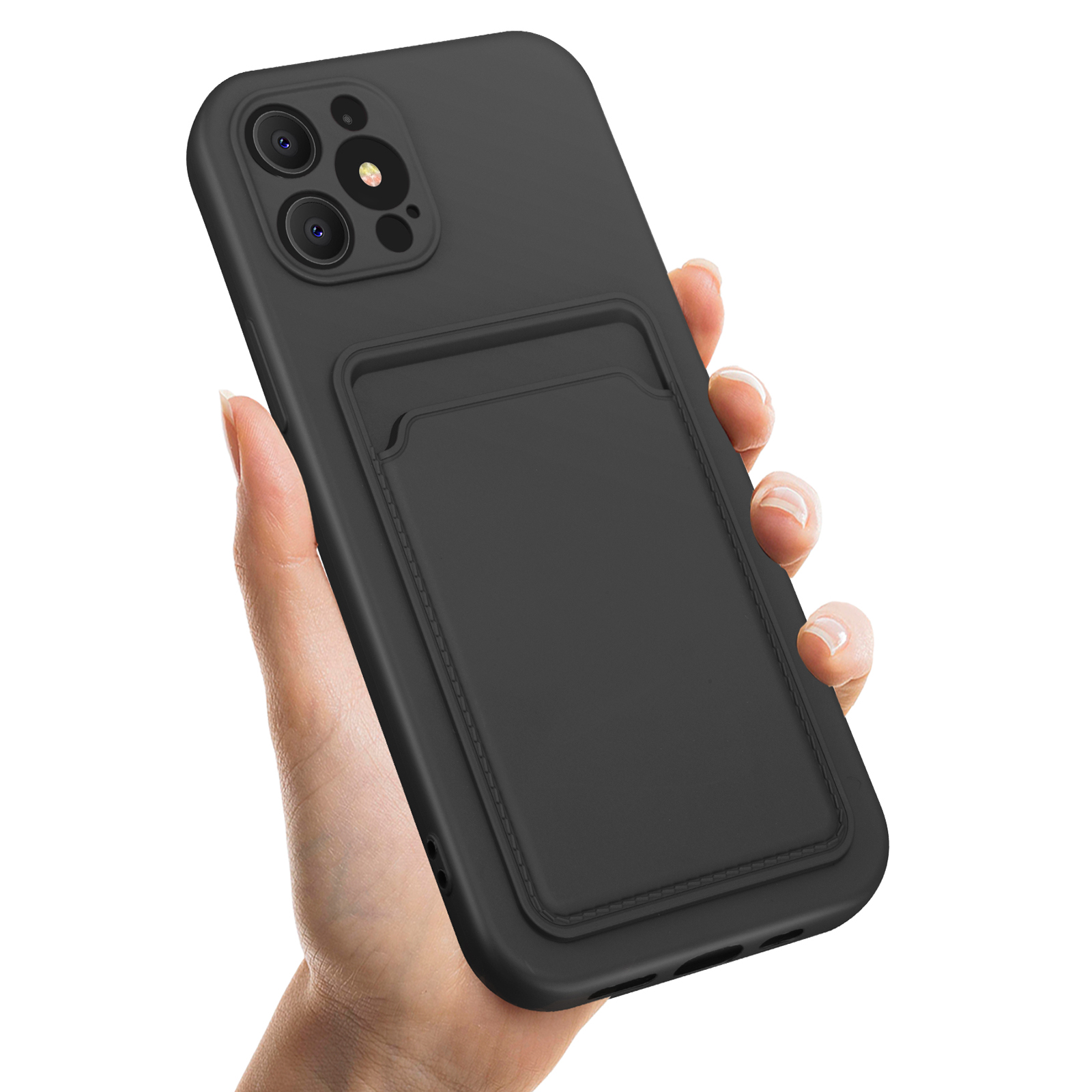 Miniaturansicht 12  - Handy Schutzhülle Kartenfach Hülle für iPhone Silikon Slim Fit Cover TPU